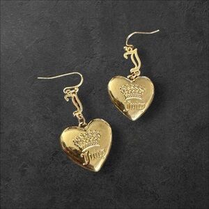 Vintage Juicy Couture Gold Tone Heart with Crown Earrings